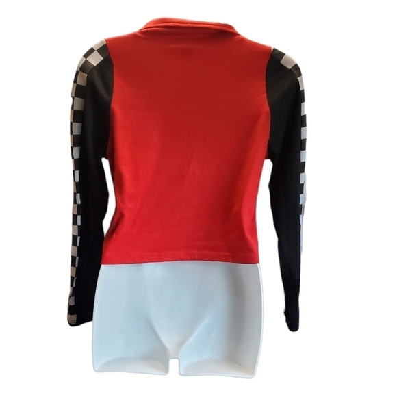 RACING JACKET in red with chequered stripes L - Picture 2 of 7